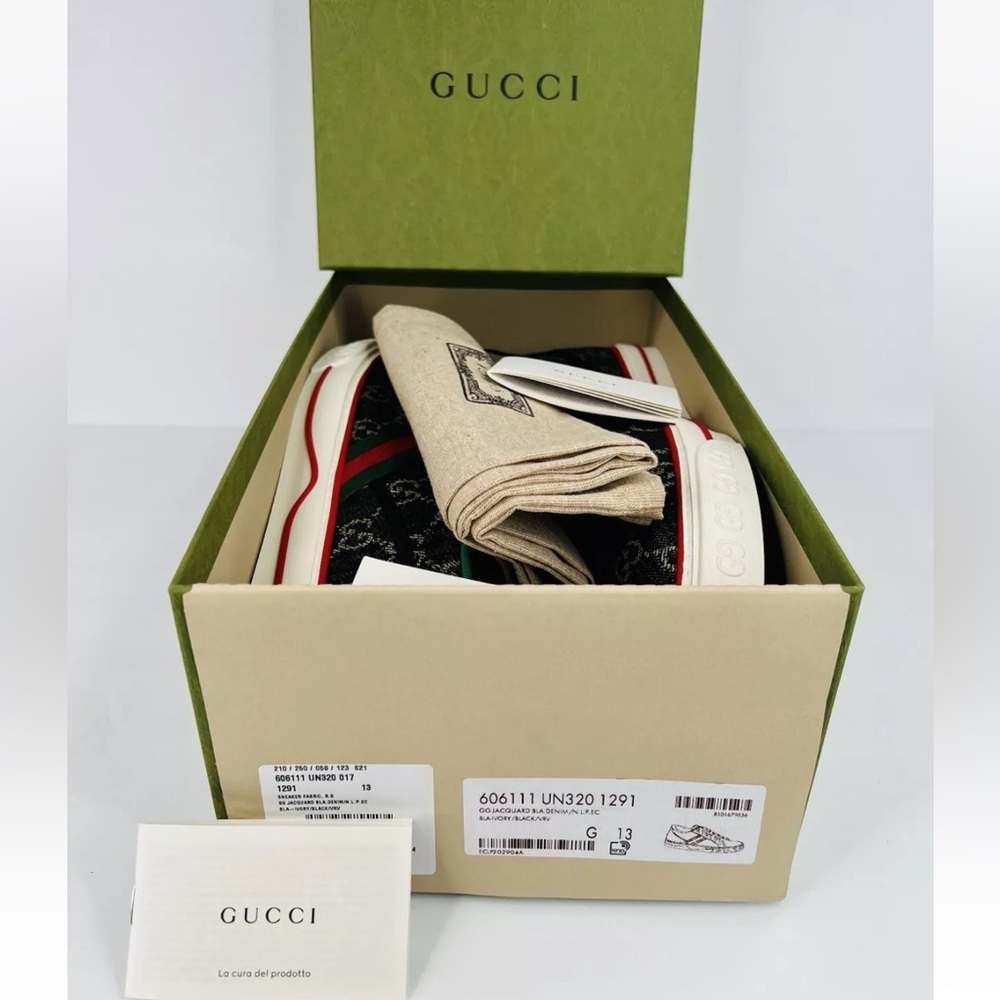 Gucci Tennis 1977 GG Supreme Jacquard Sylvie Sneakers G 13 - US 13.5 - EU 47 - Picture 2 of 11